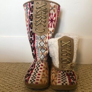 Colorful Patterned Lace-Up Boots